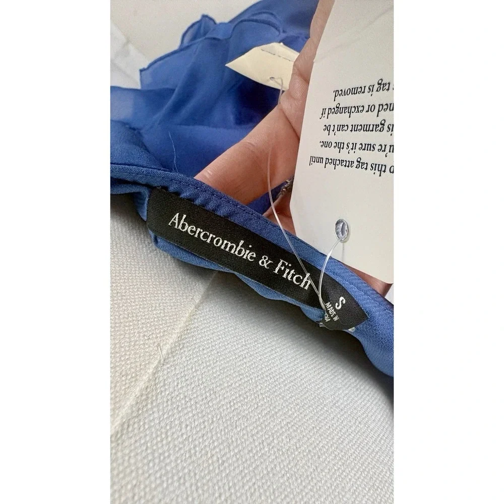 Abercrombie And Fitch Silk Maxi Dress Ruffles Blue NWT Sz S Fairy Boho Coquette